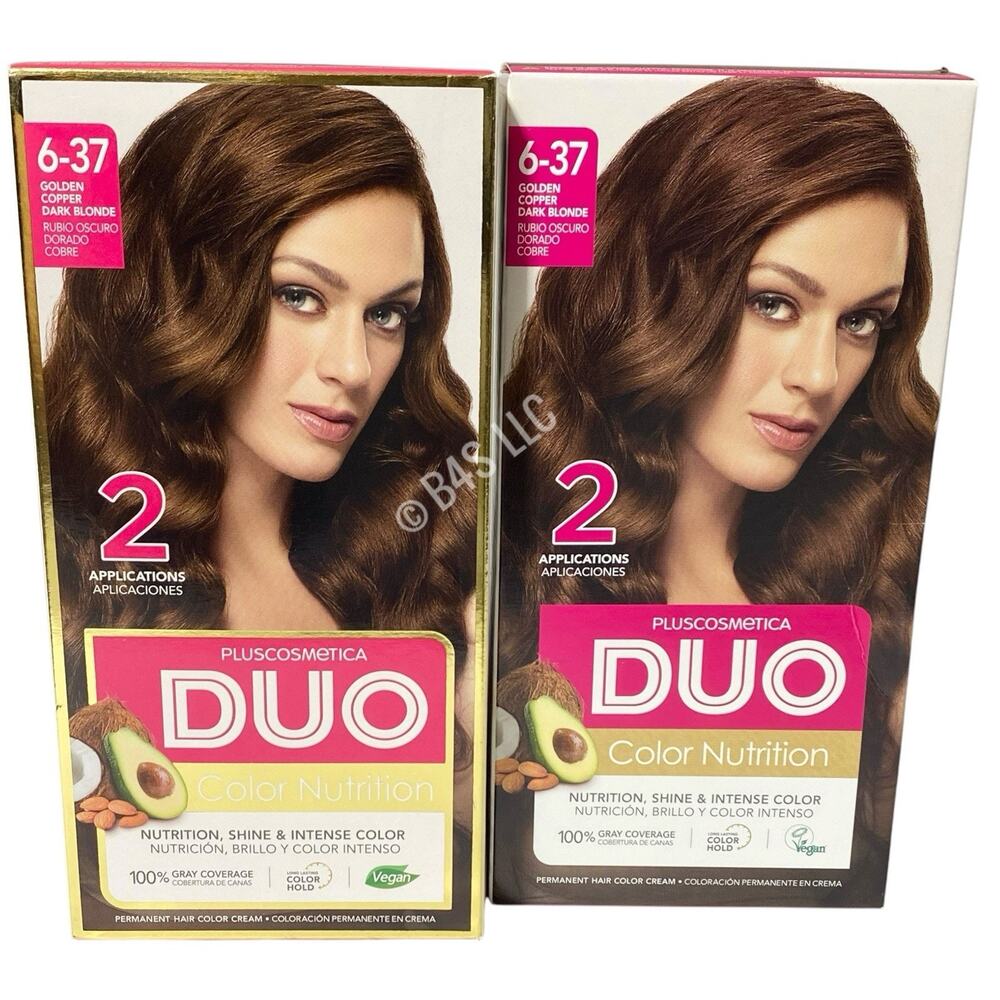 PlusCosmetica DUO Hair Dye 6-37 Dark Blonde Color, 2 Pack , Exp 12/25-12/27